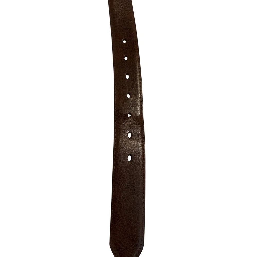 Kemisant Belt Mens 38 Brown Fair Textured Leather Black Buckle Dress Casual‎
